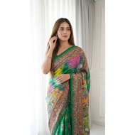 [PREORDER] ✨ New Arrival Ajrakh Saree with Rich Roman Silk Fabric - Real Mirror Work & Fancy Latkan 