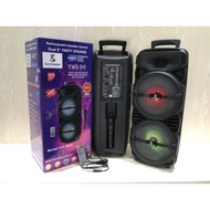 CH-8803 DUAL8"INCH SPEAKER AVCROWNS 8" PORTABLE RECHARGABLE SPEAKER WITH WIRED MIC &amp; REMOTE CONTROL