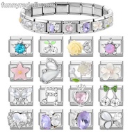 3D Diamond Elegant Flower Italian Charm Bracelet Fit 9mm Stainless Steel Bracelet DIY Jewelry Making