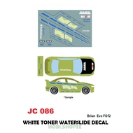 JC086 - BRIAN EVO F&F2 DECALS Hotwheels 1:64 diecast custom white toner waterslide decals