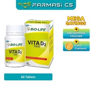 BIO-LIFE Vita D3 1000mg 60 Tablets EXP:04/2028 [ Vitamin D3, Farmasi CS ]