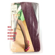 ** Hirai Ryoko * Made In Japan Fukusuke Silver Onion Stripes 70D Thick Warm Pantyhose 757-4341