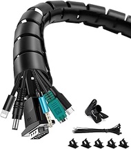 Cable Management Sleeve, shinfly 3m/9.8ft Wire Sleeve with 20pcs Zip Ties, 5 Adhesive Cable Clips, 1