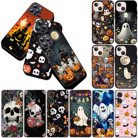 with Little Ghost Halloween Pumpkin Flower Casing for Samsung Galaxy A33 A34 A31 70 A71 A72 S10 S8 S