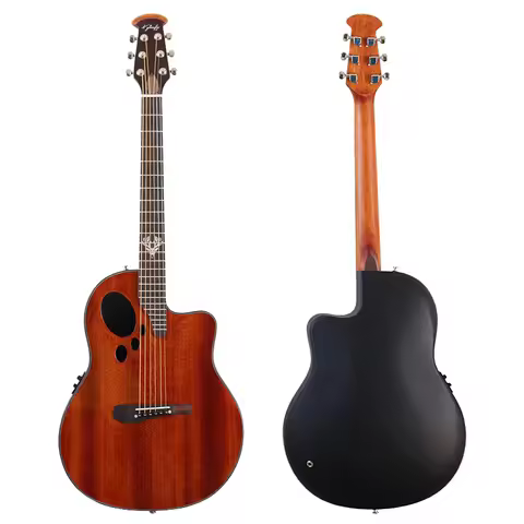 Electric Acoustic Guitar 6 Strings Round Back Ovation Model Brown 41 Inch Acoustic Guitar Cutaway De