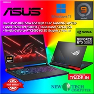 #RG008 USED ASUS ROG Gaming Laptop G513QM AMD R9 RYZEN 9-5900HX 16G 512GB SSD NVIDIA GEFORCE RTX3060