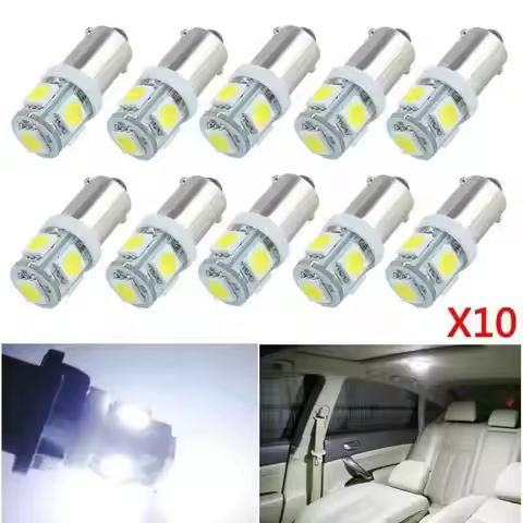 10Pcs BA9S T10 T4W Car LED Lamps 5050 5SMD Auto Interior Lighting Dome Map Reading Light Side Wedge 