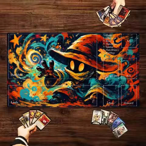 Vintage Swirl Graffiti Wizard Mage Large MTG Playmat TCG Battle Mat Anti-Slip Durable Stitched Edge 