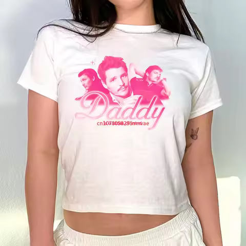 Daddy Is A State of Mind Baby Tee Pedro Pascal Shirt Last of Us Pedro Pascal Shirts Y2k Crop Top Tre