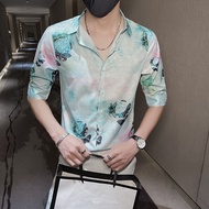 LUNA Áo sơ mi hoa nam tay ngắn 2025 mùa hè xu hướng tu thân trăm trang rất tiên áo sơ mi nam đẹp tra