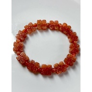 #B626-1 100% Natural High Quality Engraved Sunstone Clover Flower Bracelet H10.8m x L 10.8m x W 4.4m