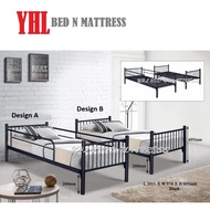 YHL Single Metal Bed Frame With / Without Railing (Black / Silver)