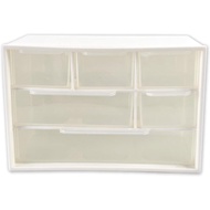 Mini Desk Drawer Organizer with 6 Clear Drawers - 7" x 3.9" x 4.7" Small Plastic Storage Box for Off
