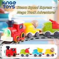 XinGe Electric Train Set for Kids Ages 4-8 with Train Tracks Set & Car Tracks Lights Up Sign Realist