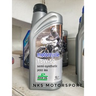 ROCK OIL 15W-50 SEMI SYNTHETIC ENGINE OIL MOTORCYCLE MINYAK HITAM