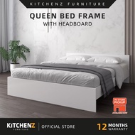 KitchenZ Wooden Queen Bed Frame with Headboard Katil Queen Kayu - BF-8023