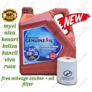 ⊿HOT SALES PERODUA SEMI 5W30 4L MYVI ALZA BEZZA AXIA ATIVA VIVA ARUZ 5W-30 ENGINE OIL SYNTHETIC 5W 30 NEW RED ORIGINAL✧