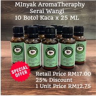 Minyak Aromatherapy Serai Wangai 10 botol kaca x 30ml Harga Borong (HQ Moncah Affiliate Wholesale Pr