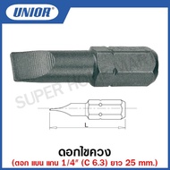 Unior Screwdriver Flat 1/4 Inch Shaft (C6.3) Length 25 Mm Mouth Size 0.5X3.0 To 1.2X8.0 Model 6460(6