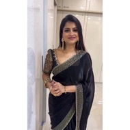 Premium Pure Space Silk swaworwskj work Saree July25