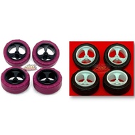 Aksesori Tamiya Imi 95634 / 95635 Low Friction  Small Dia. Narrow Tires (24mm) & 3-Spoke Wheels