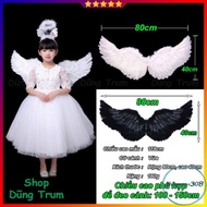 Decorative angel wings, black and white feather wings for eye-catching costumes, fairy tale costume,