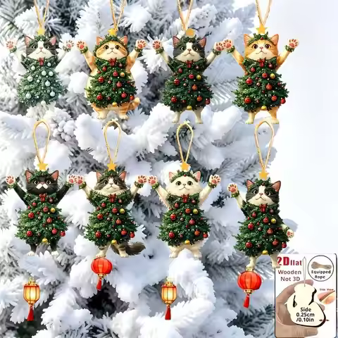 1/5/10/20/50/100pcs 2D Plan, 2D Plan [Hanging Decorations] Christmas Decorations Featuring 8 Cute Ca