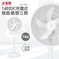 勳風 14吋DC循環立扇 USB節能風扇 循環 BHF-T0022 5片式扇葉 無段風速旋鈕設計 自動擺頭 內建充電電池