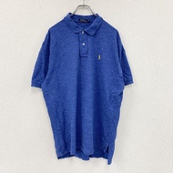 POLO RALPH LAUREN Ralph Lauren 短袖 Polo 衫，刺繡 Logo，藍色，XL 碼，古著