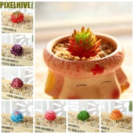 PIXELHIVE​ 2pcs Artificial Succulent Plants, DIY Mini Fake Succulent Flocking Plants, Fake Succulent