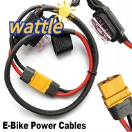 WATTLE E-Bike Power Cables Waterproof 14AWG Fuse Wire XT60 Female Male Plug