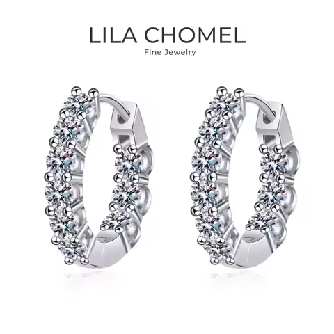 Women Wedding 18K White Gold Hoop Earrings Valentine's Day 1.8CT Moissanite Diamond Girl Friend PT95