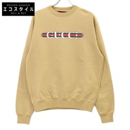 Gucci 24AW 784413 XJGKR 米色正面Logo棉質針織衛衣，小號