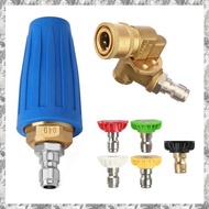 [I O J E] High Pressure Wash Clean Accessories Turbo Rotary Sprays Nozzle Pivoting Coupler 1/4" Quic