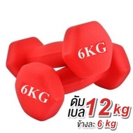 ดัมเบล 6 Kg แพ็คคู่ (สีแดง) dumbell dumbbell dumbells ดรัมเบล