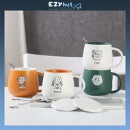 Ceramic Mug Coffee Cup Tea Milk Water Glass Cup With Lid & Spoon Mug Gift Set Doorgift Wedding Gift 