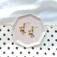 TS107_Gold Baby Bear Handmade Drop Earrings