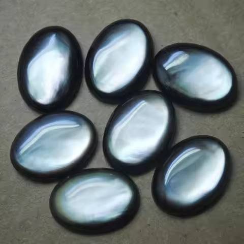 3PCS Natural White Black Shell Cabochons Mother Of Pearl Cabs Oval Shape 10X14MM 13X18MM DIY Jewelry