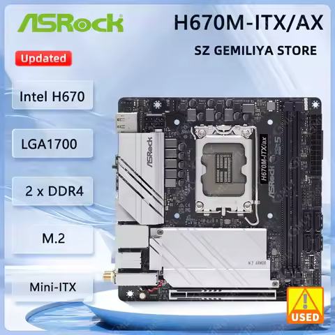 Placa base ASROCK H670M-ITX/ax Mini-ITX Intel H670 M.2 LGA1700 2xDDR4 compatible con i5-14600 i3-141