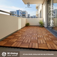 Wooden Flooring Plastic Balcony Lining 2cm Thick 12 Slats 30x30cm - High Quality Outdoor Garden Balc