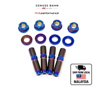 RV6 Downpipe M10x1.25 Titanium Stud Set (4) with Safety Wire | Turbocharger to Downpipe Stud Kit