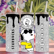 Peanut Snoopy Glitter Stainless Steel Tumbler Design Water Bottle 20z