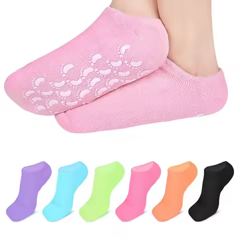 1 pair Reusable SPA Gel Socks Moisturizing Whitening Exfoliating Velvet Smooth Beauty Foot Care Sili