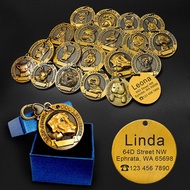 3D Gold Personalized Dog Tags with Breeds Customized Name Number ID Collar Tag Engraved Free