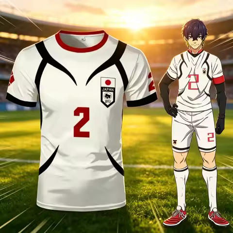 Blue Lock Anime casual Shirt Cosplay Costumes #2 Japan U20 Aiku Football Jersey Oliver Aiku Soccer T