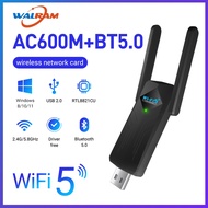 Walram AC600 WiFi Adapter 600Mbps Bluetooth5.0 RTL8821CU Driver Free Dual-Band 2.4G 5G Wireless Netw