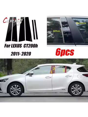 Glossy Piano Black For Lexus CT200h CT 200 200h 2011 - 2020 Car Door Window Center Middle Column B C