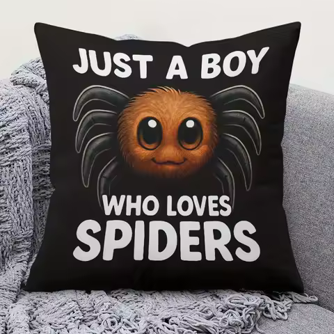 Cute Spider Pillowcase, Just A Boy Who Loves Spiders Cushion Cover, Funny Animal Gift Home Decor for