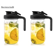 2set 32OZ  Jar Pour Spout Lid-Glass Pitcher with Lid,Breast Milk Pitcher,Seal for Juice,Milk,Coffee,