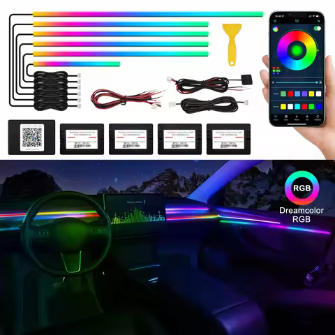 6/10 in 1 Led Acrylic Car Ambient Light RGB 64 213 Color Symphony Acrylic APP Streamer Atmosphere La